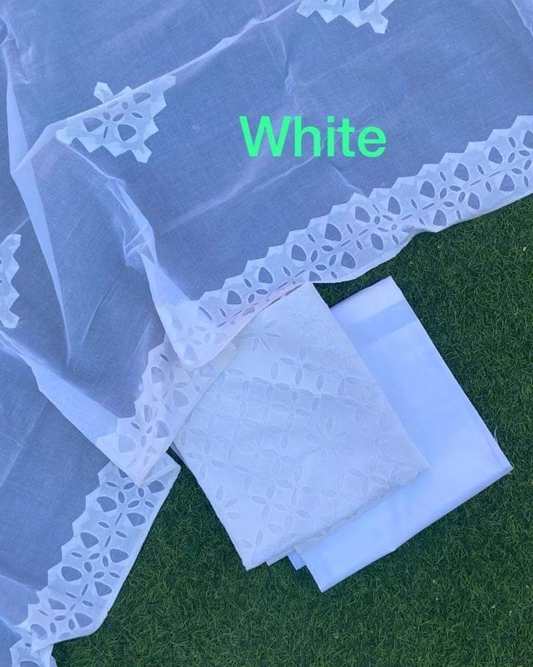 Applique Work Dress Meterial Cotton with Organdy Cotton fabric Best Quality Soft fabric