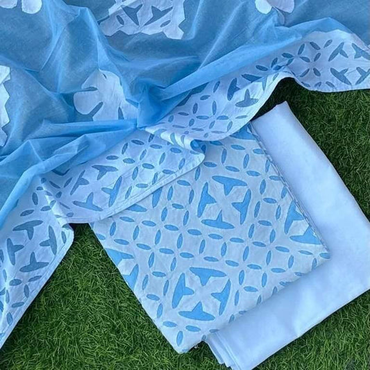 Applique Work Dress Meterial Cotton with Organdy Cotton fabric Best Quality Soft fabric