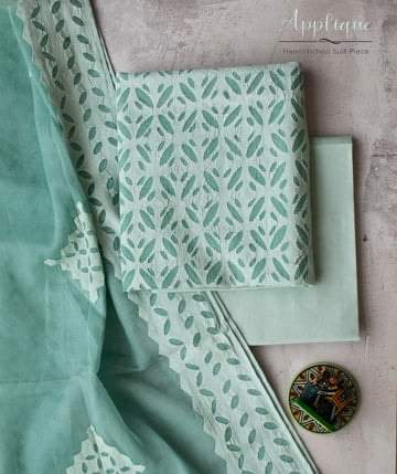 Applique Work Dress Meterial Cotton with Organdy Cotton fabric Best Quality Soft fabric