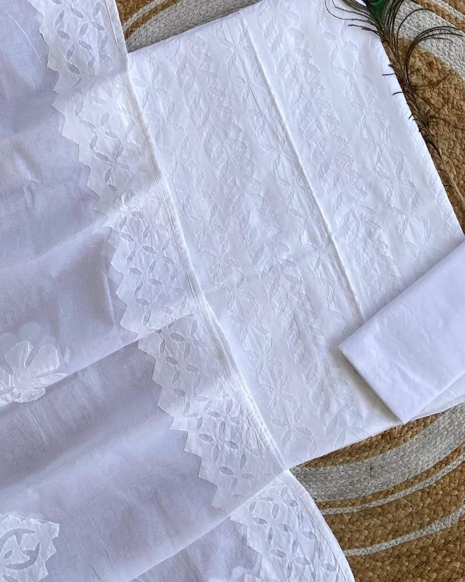 Applique Work Dress Meterial Cotton with Organdy Cotton fabric Best Quality Soft fabric