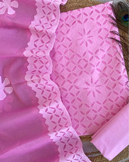 Applique Work Dress Meterial Cotton with Organdy Cotton fabric Best Quality Soft fabric