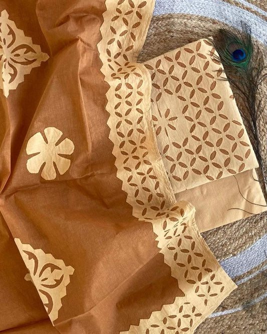 Applique Work Dress Meterial Cotton with Organdy Cotton fabric Best Quality Soft fabric