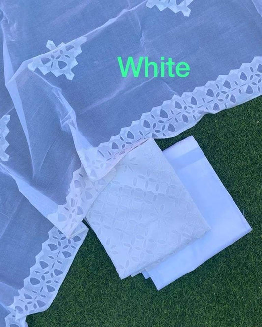 Applique Work Dress Meterial Cotton with Organdy Cotton fabric Best Quality Soft fabric