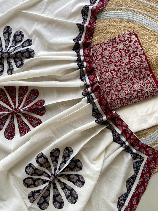 *Ajarakh  print Suit pcs with patch work and patch work dupatta*